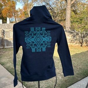 NWT Pendleton Girl’s Jrs Navy Blue Teal Design Hoodie 9/10
